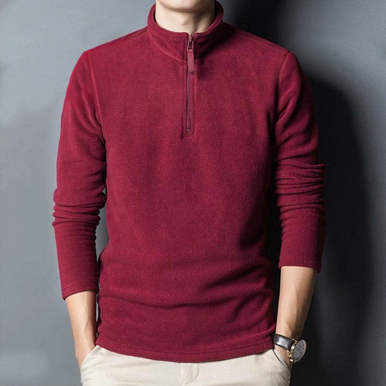 Solid Color Full Sleeve Turtleneck Fashion Pullover for Men