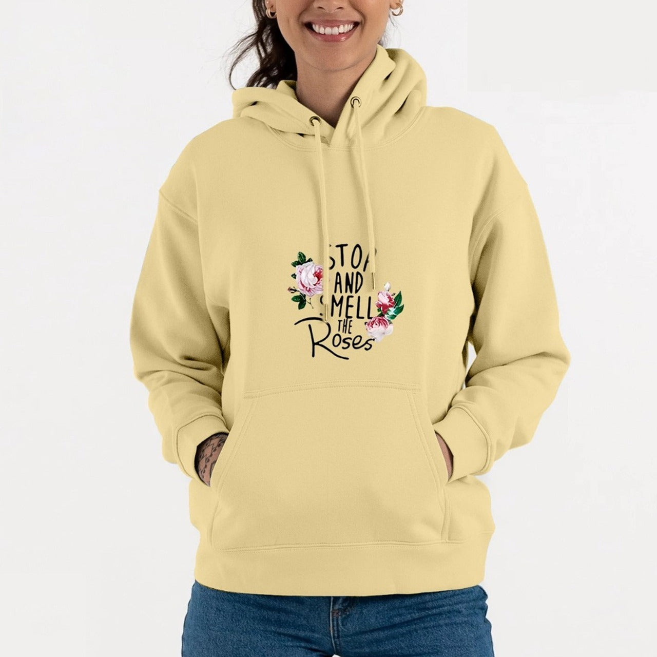 New Rose Printed Fashion Casual Full Sleeve Hoodies for Women