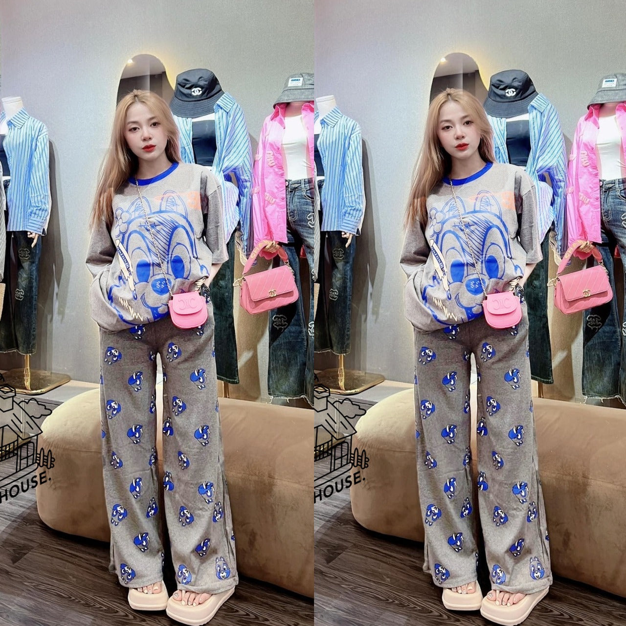 Printed Fashion Loose Fit Casual T-shirt & Pants for Women