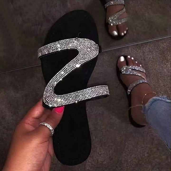 Roman S Style Glittering Crystal Sandals for Women