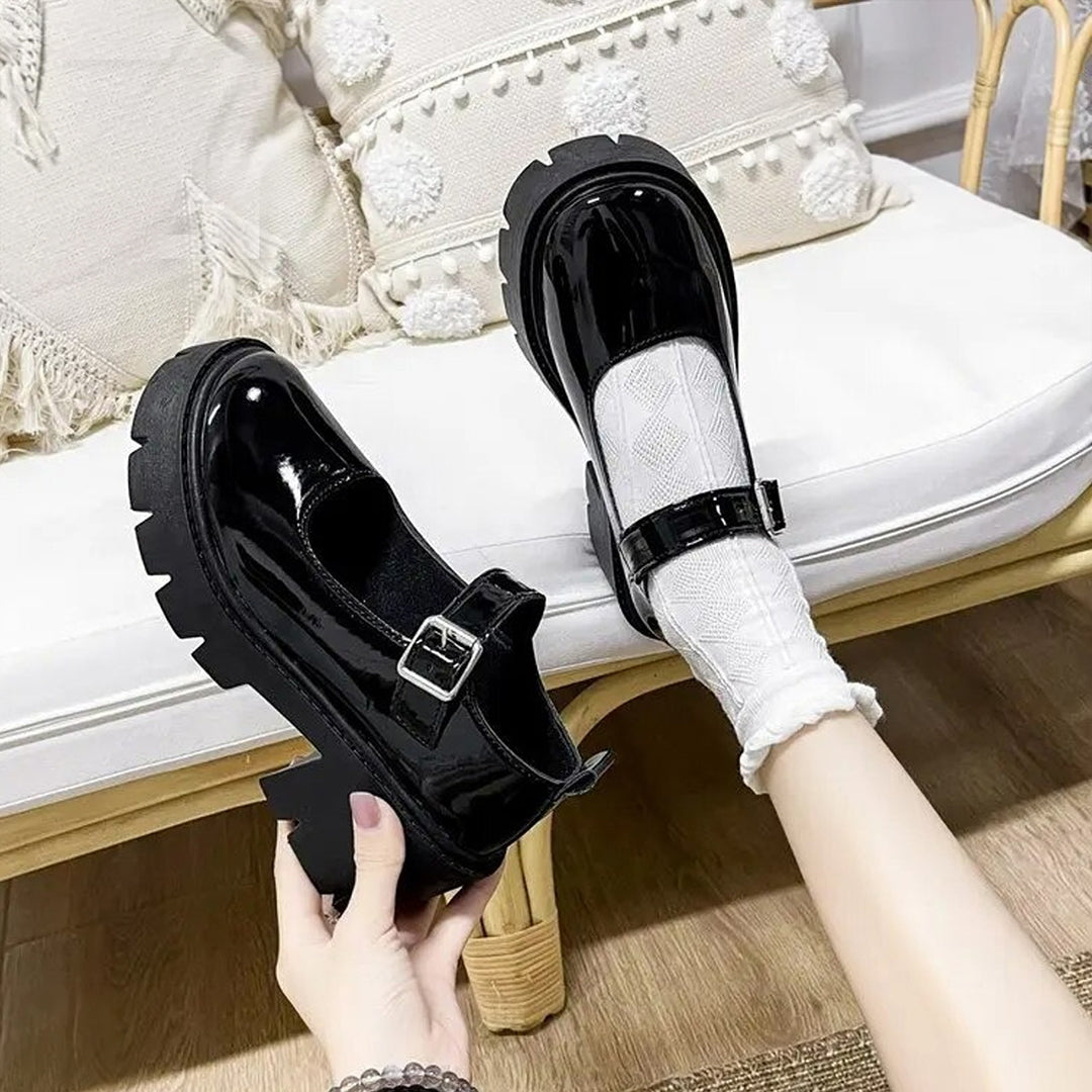 Heeled Fashion Solid Color Japanese Girl Round Toe Cosplay Shoes for Women