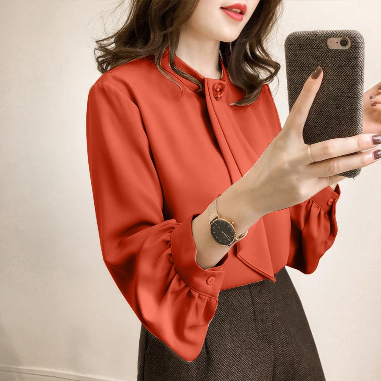 Loose Fit Chiffon Blouse Top for Women