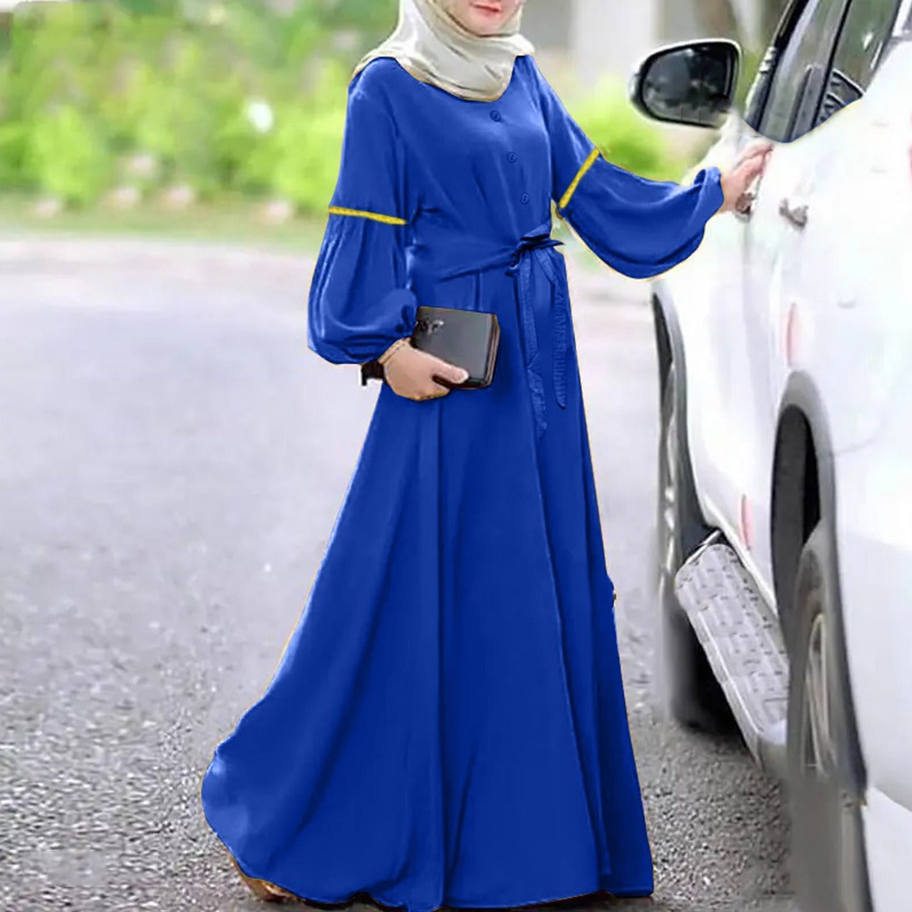 Solid Color Long Sleeve Abaya Prayer Dress for Women