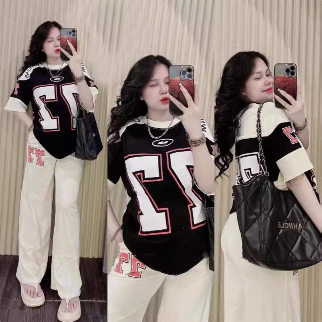 Printed Fashion Digital Print Short-Sleeved Top Pants for Women
