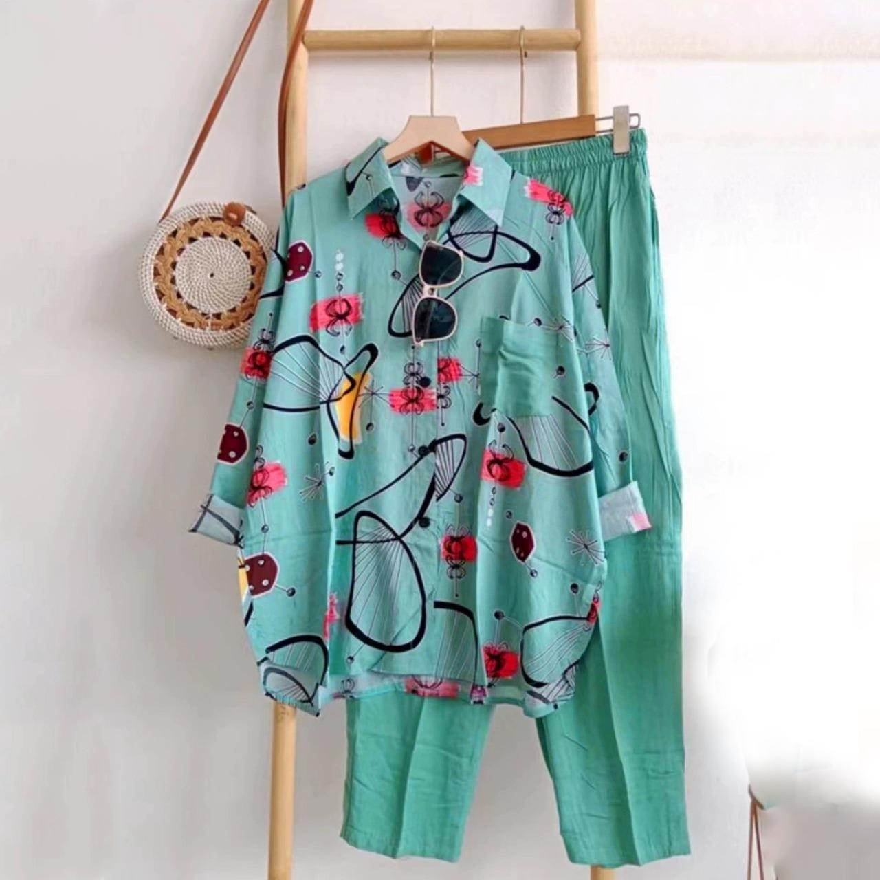 Casual Colorblock Printed Shirt & Pant for Women