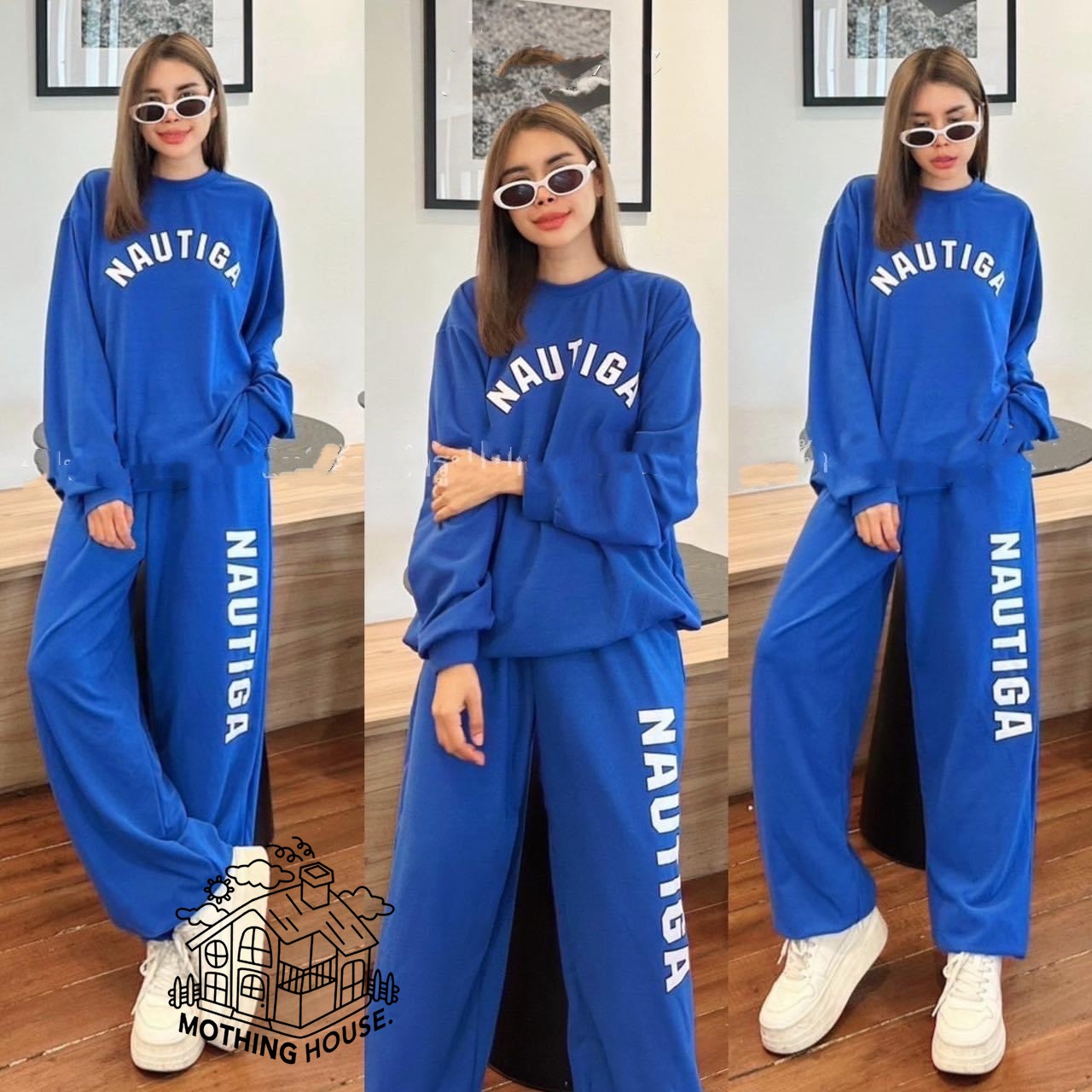 Solid Color Text Printed Fashion Sweatshirt & Pant