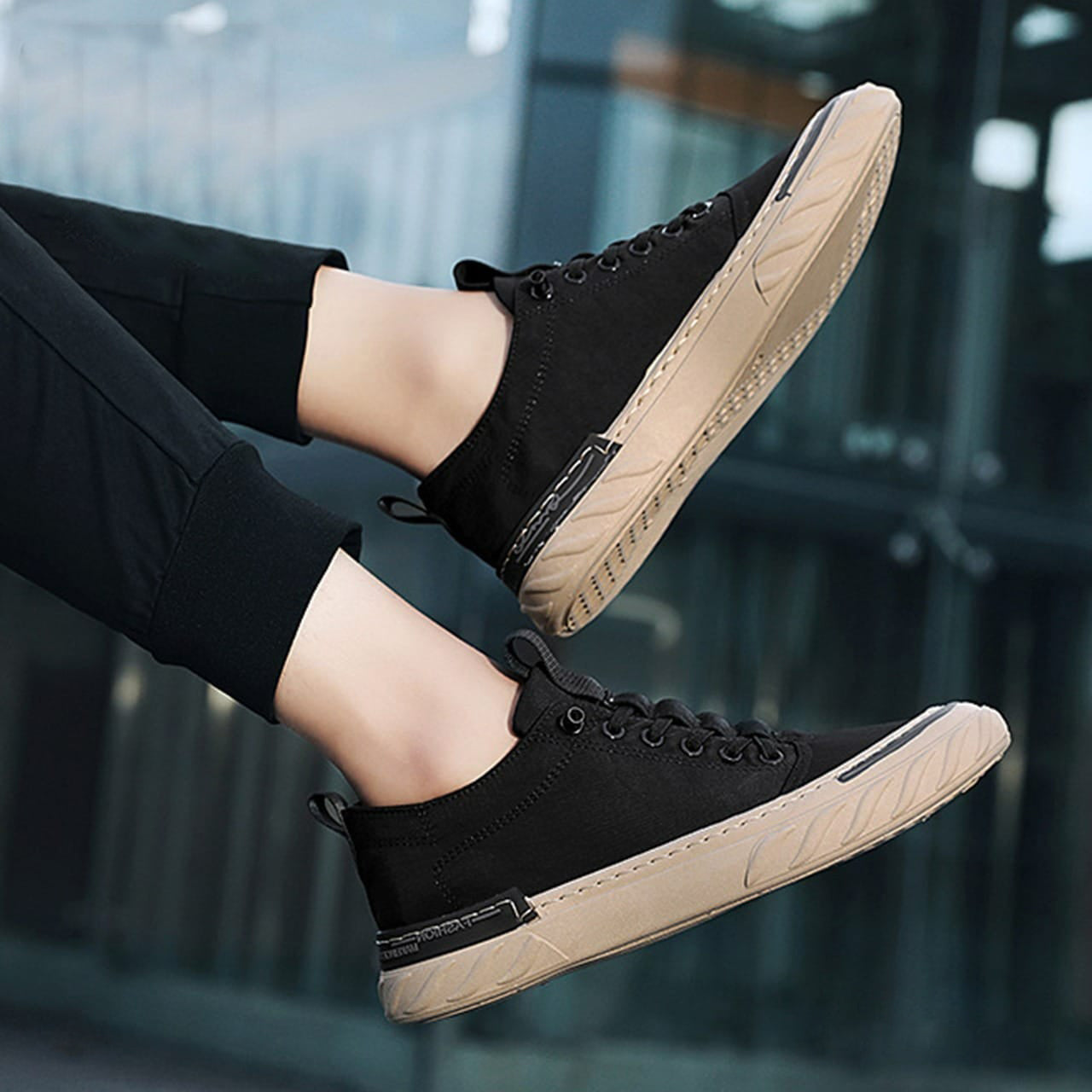 Premium Lace Up Solid Skating Style Casual Shoes for Men