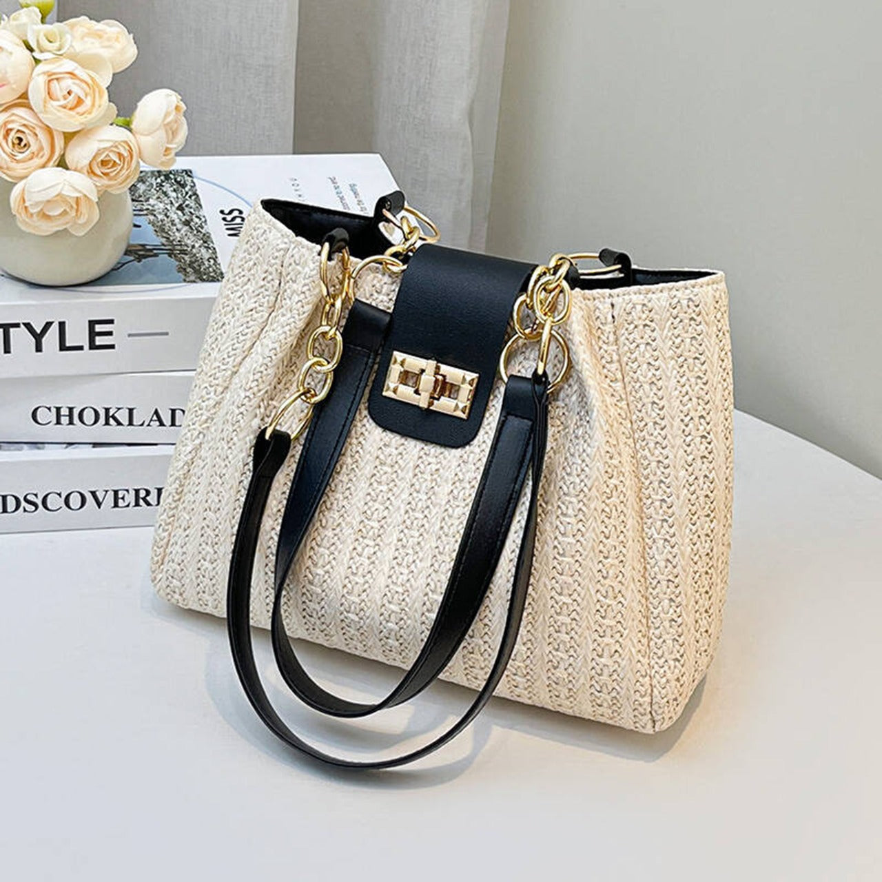 Woven Large Capacity Hand Shoulder Bag for Women