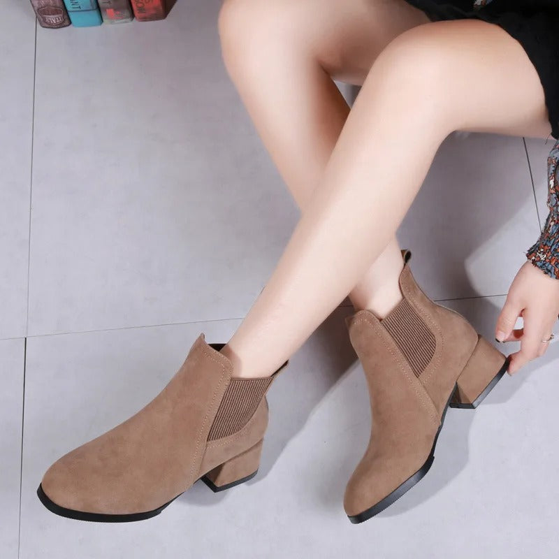 Elegant Medium Heel Solid Color Ankle Boots for Women