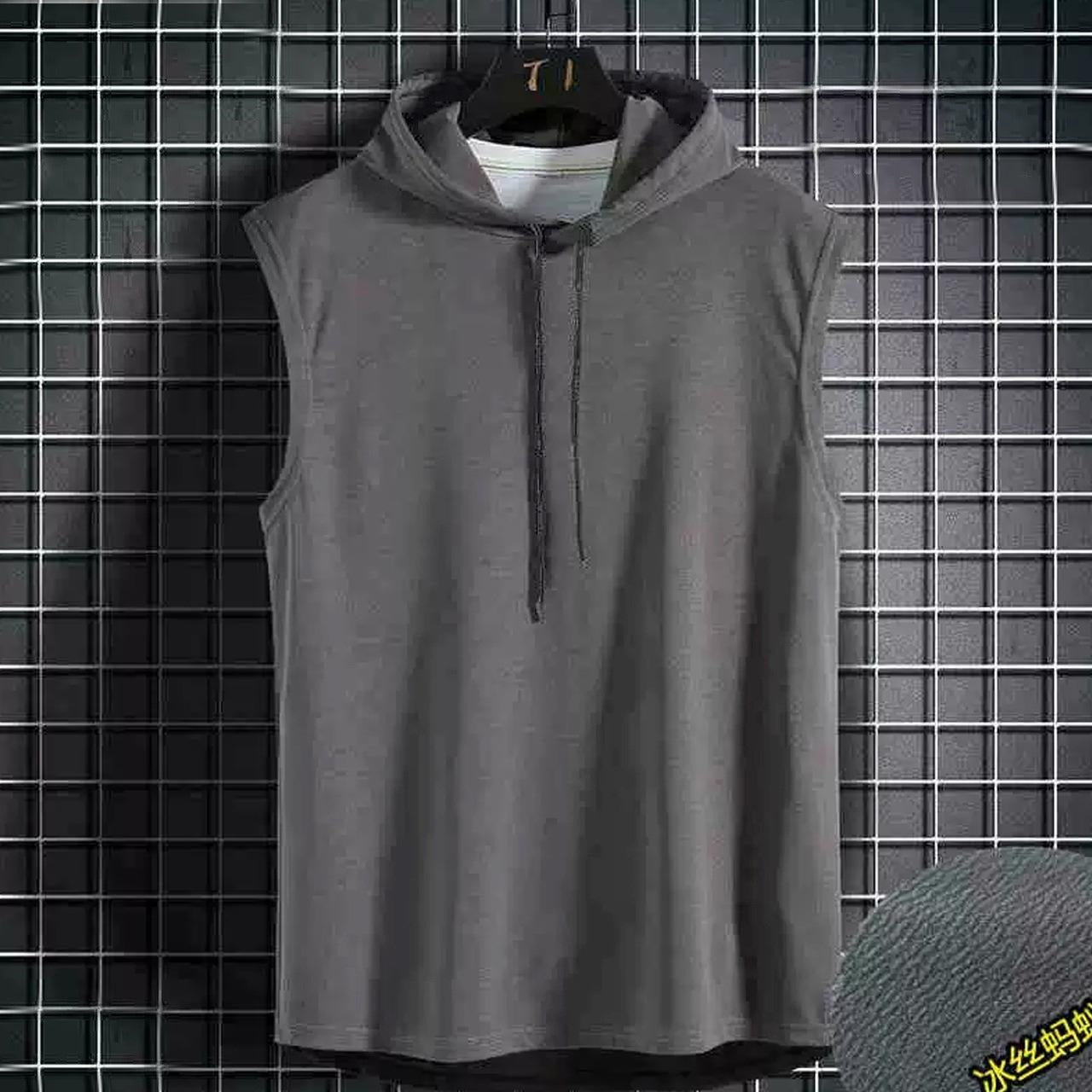 Solid Fashion Sleeveless Vest Hoodies for Men
