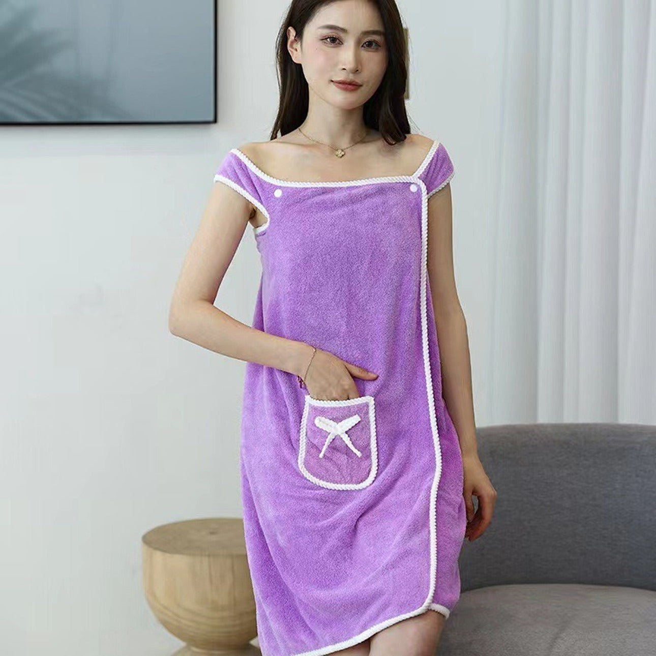 Solid Microfiber Shower Bath Quick-Drying Towel for Ladies