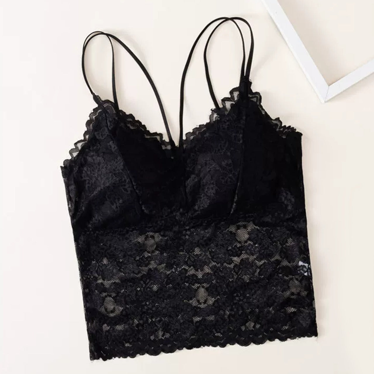 Solid Lace Vest Thin Shoulder Fashion Camisole Top for Women
