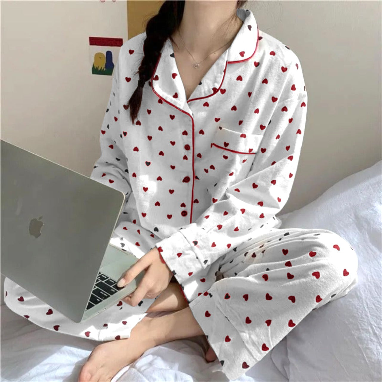 New Solid Designer Pattern Pajamas for Ladies