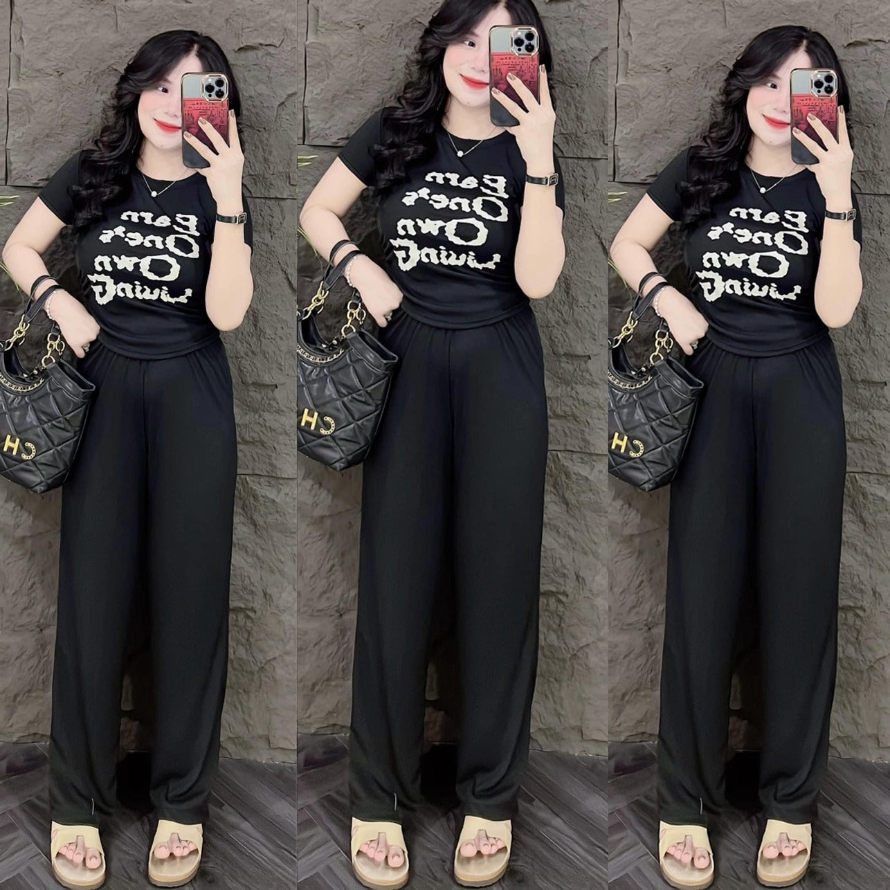 Smart Short Sleeve Fashion T-shirt & Long Pants for Women