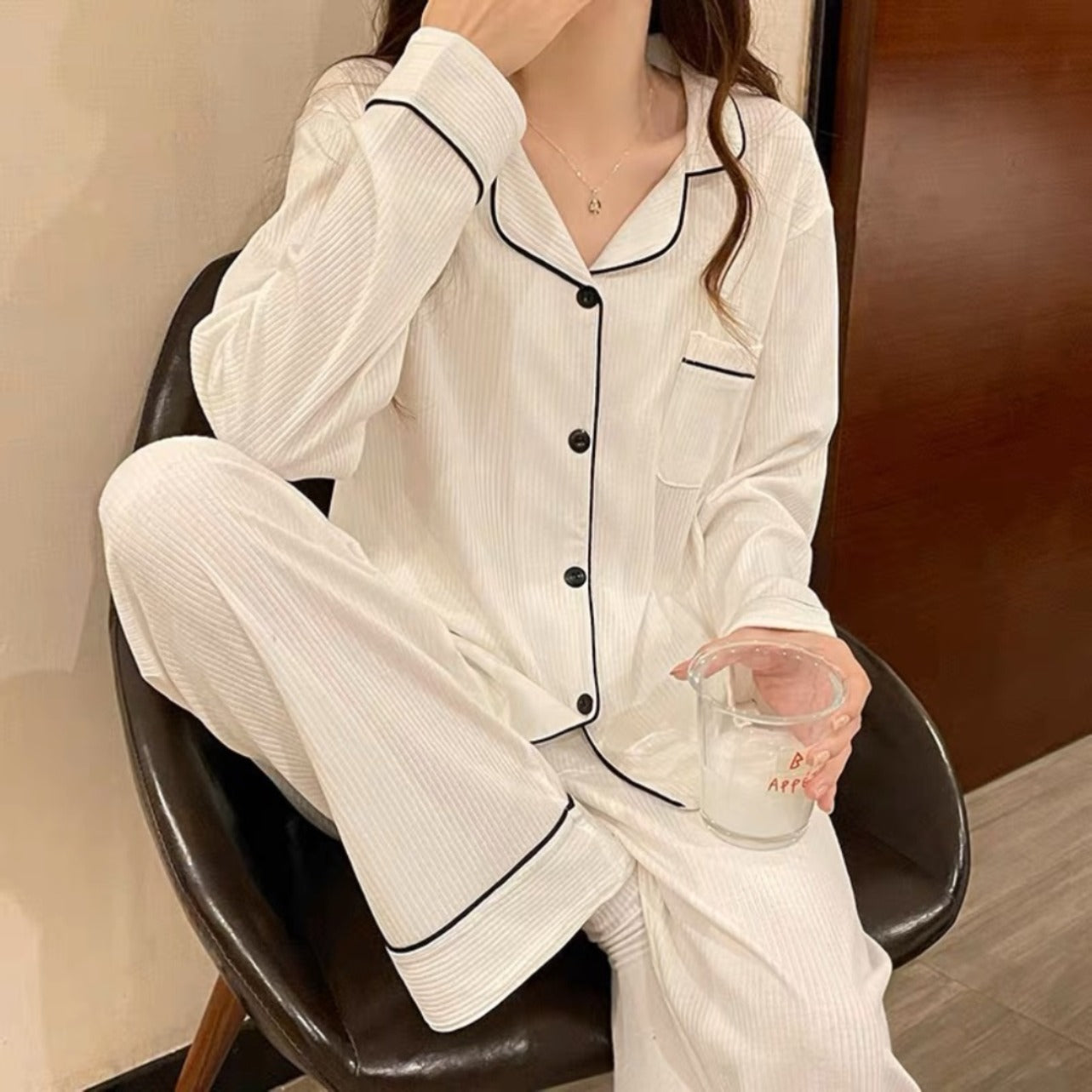 New Solid Designer Pattern Pajamas for Ladies