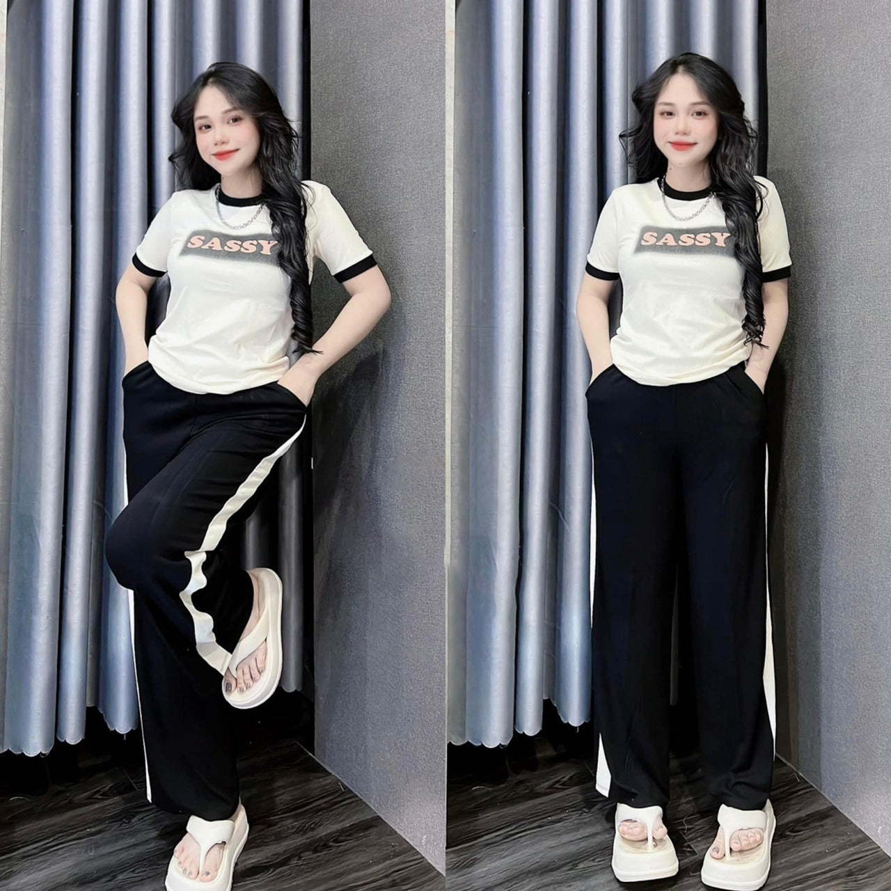 Outdoor Fashion Printed T-Shirt & Wide Leg Pant for Women