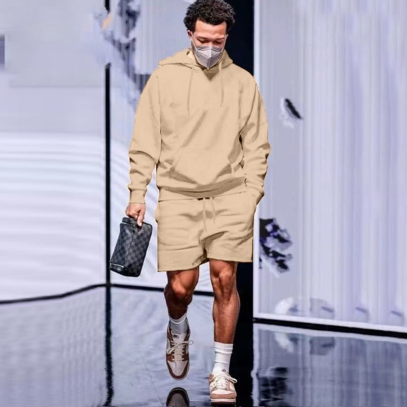 Solid Color Fashion Hoodies & Shorts for Men