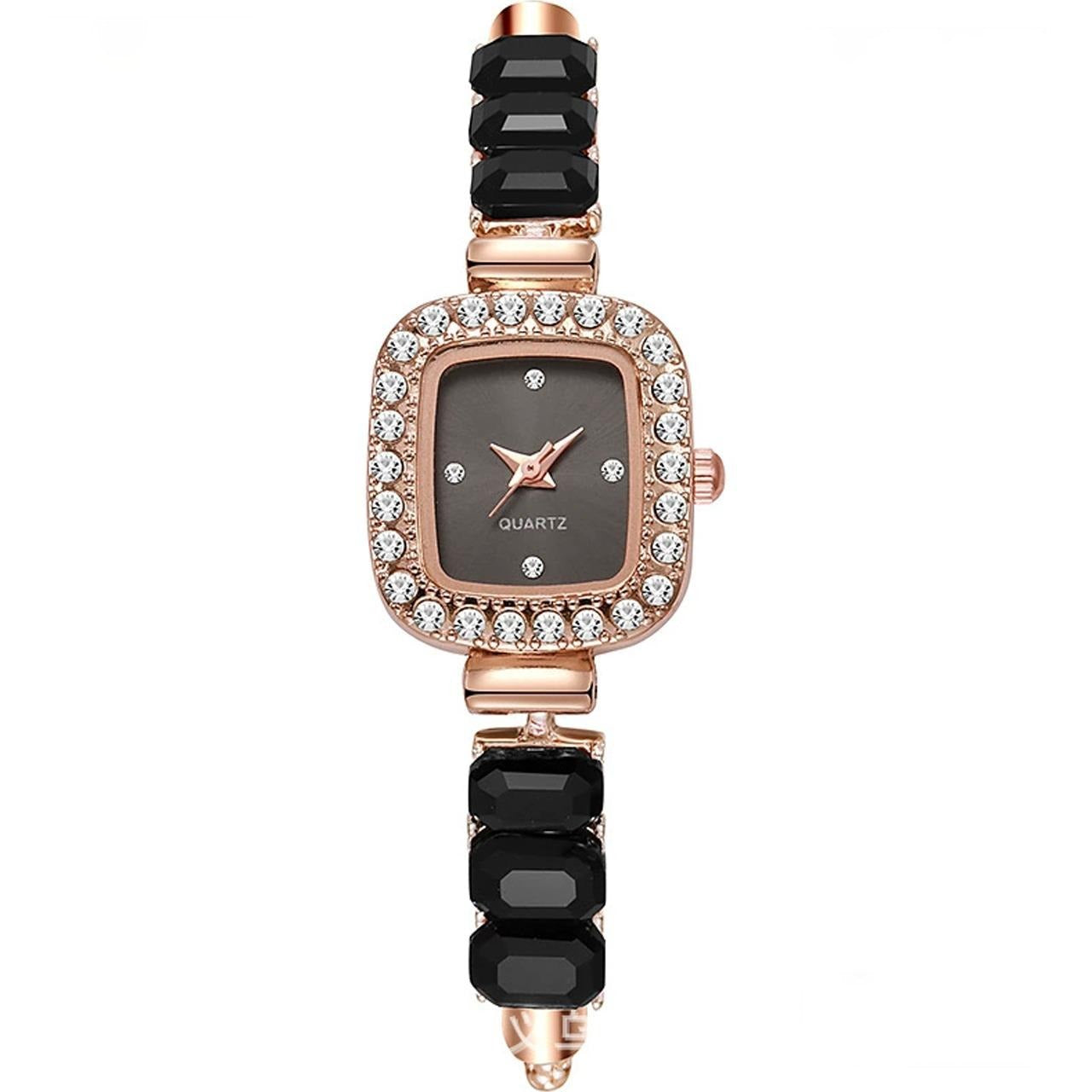 Quartz Casual Stone Decor Fashion Wristwatch for Women
