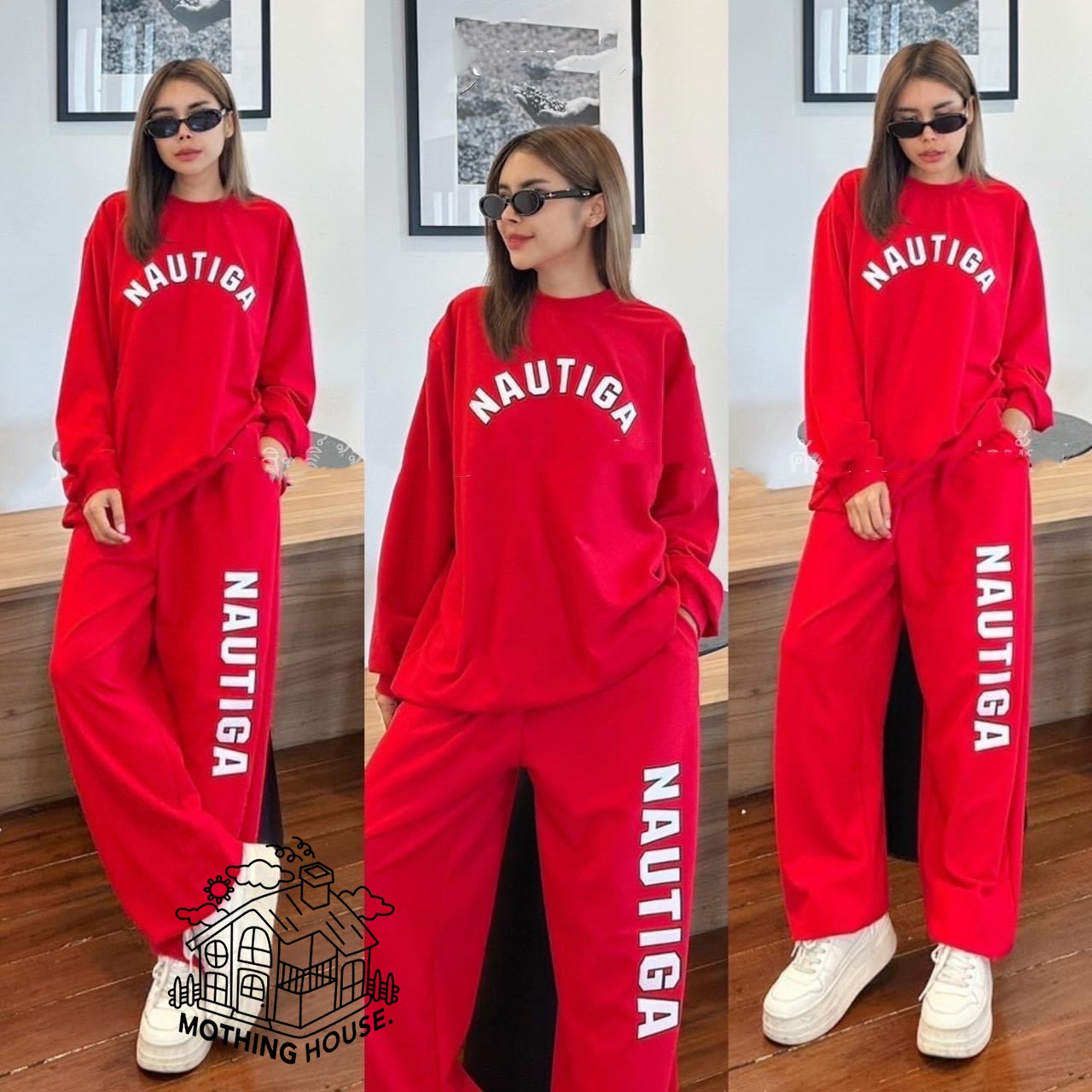 Solid Color Text Printed Fashion Sweatshirt & Pant