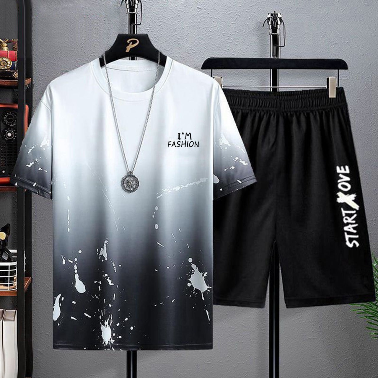 Color Splash Short Sleeve T-Shirt & Shorts for Women