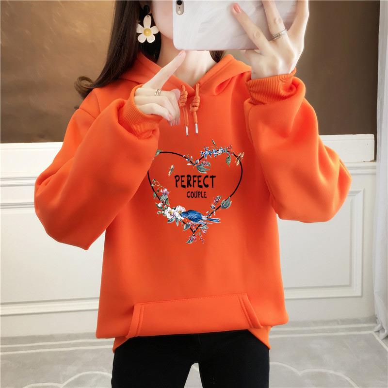 Printed Spring Casual Full Sleeve Hooded Sweatshirt For Women