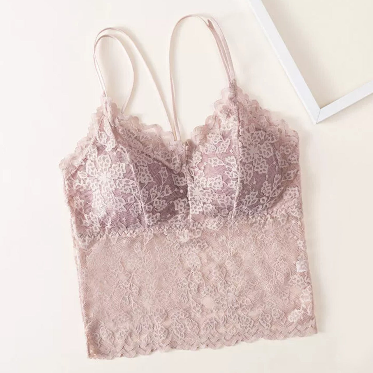 Solid Lace Vest Thin Shoulder Fashion Camisole Top for Women