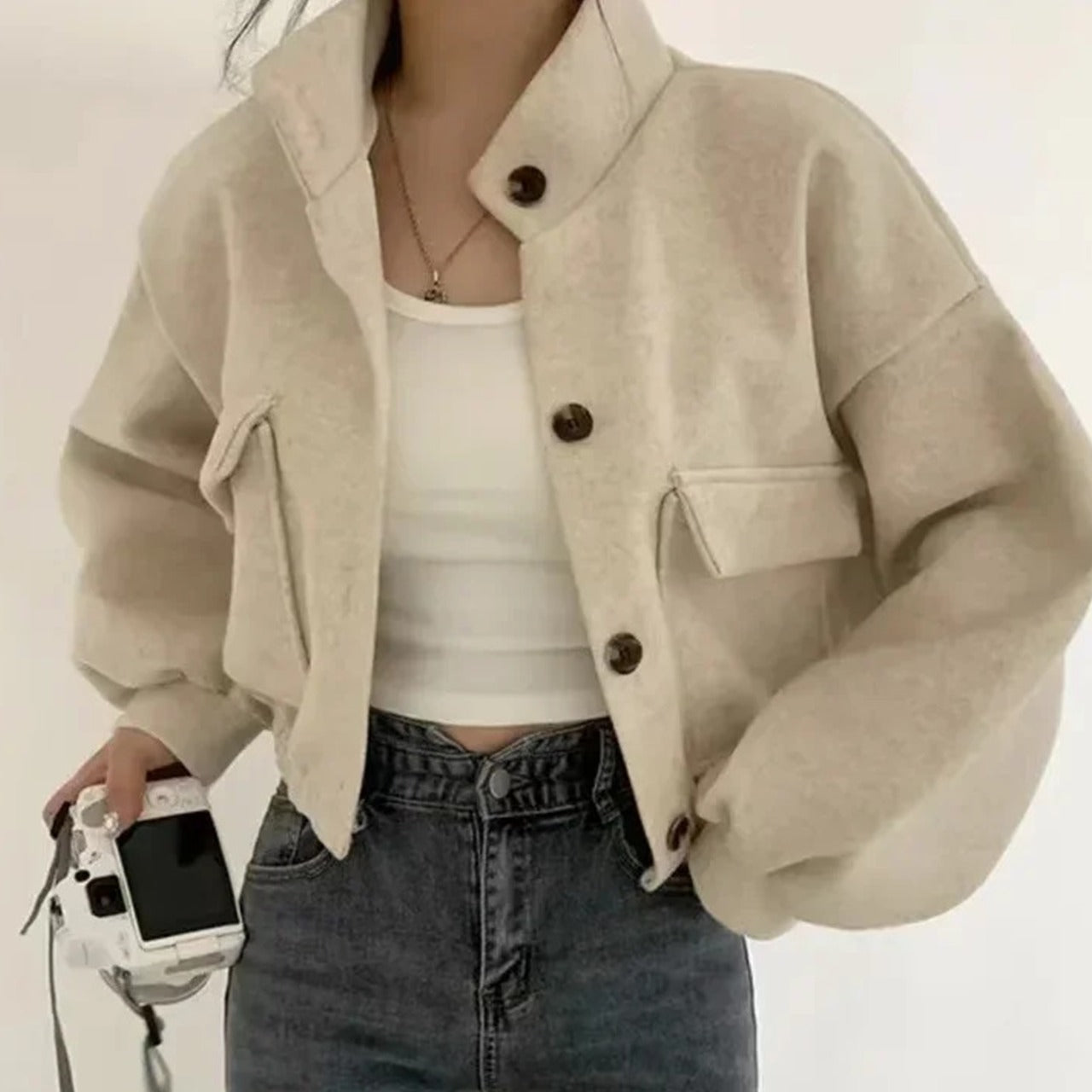 Autumn Winter Fashion Full Sleeve Pattern Wool Coat for Women