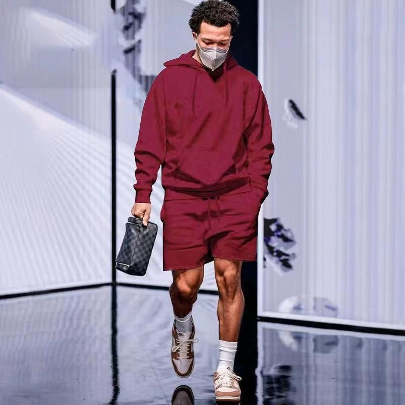 Solid Color Fashion Hoodies & Shorts for Men