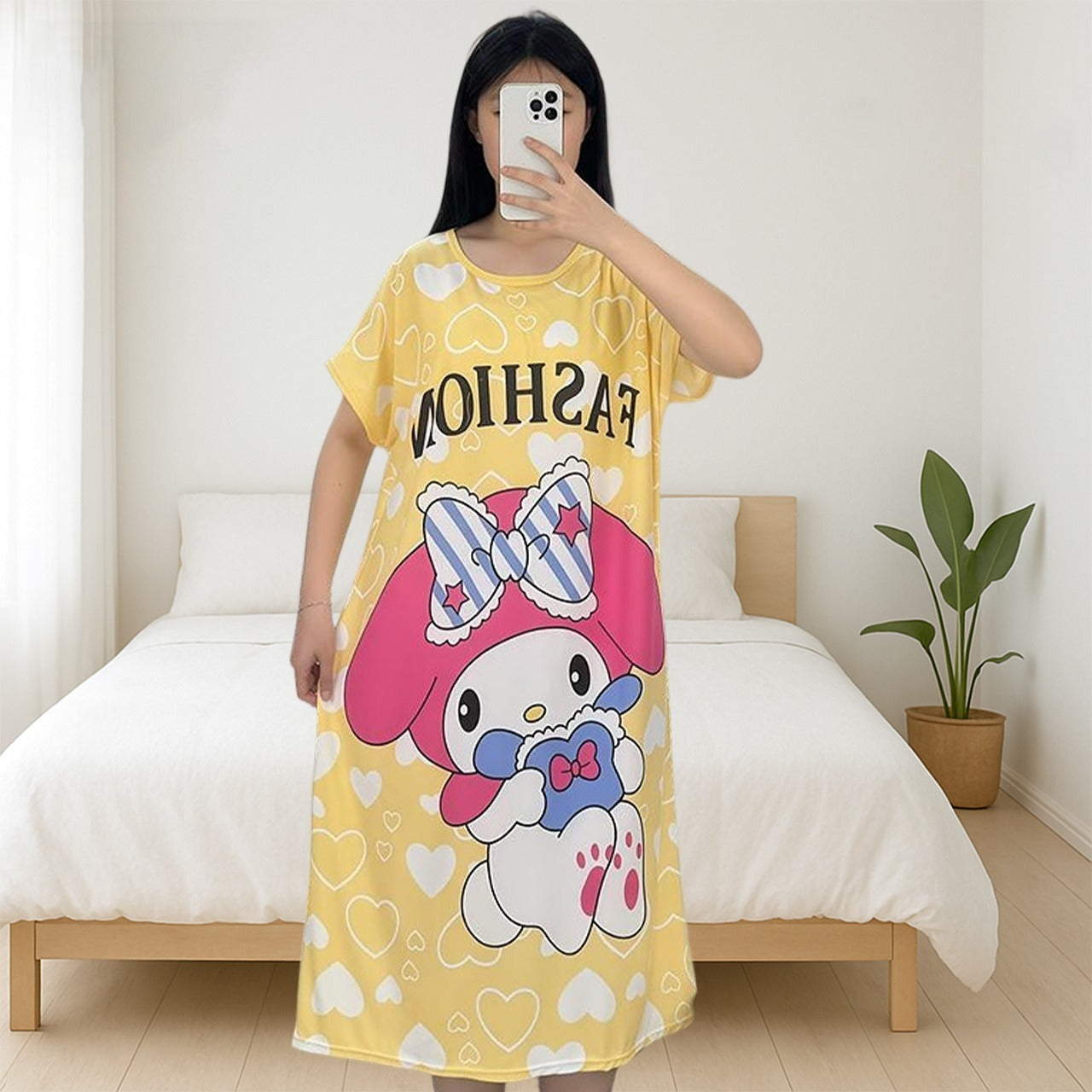 Summer Short Sleeve Printed T-shirt Long Top for Women