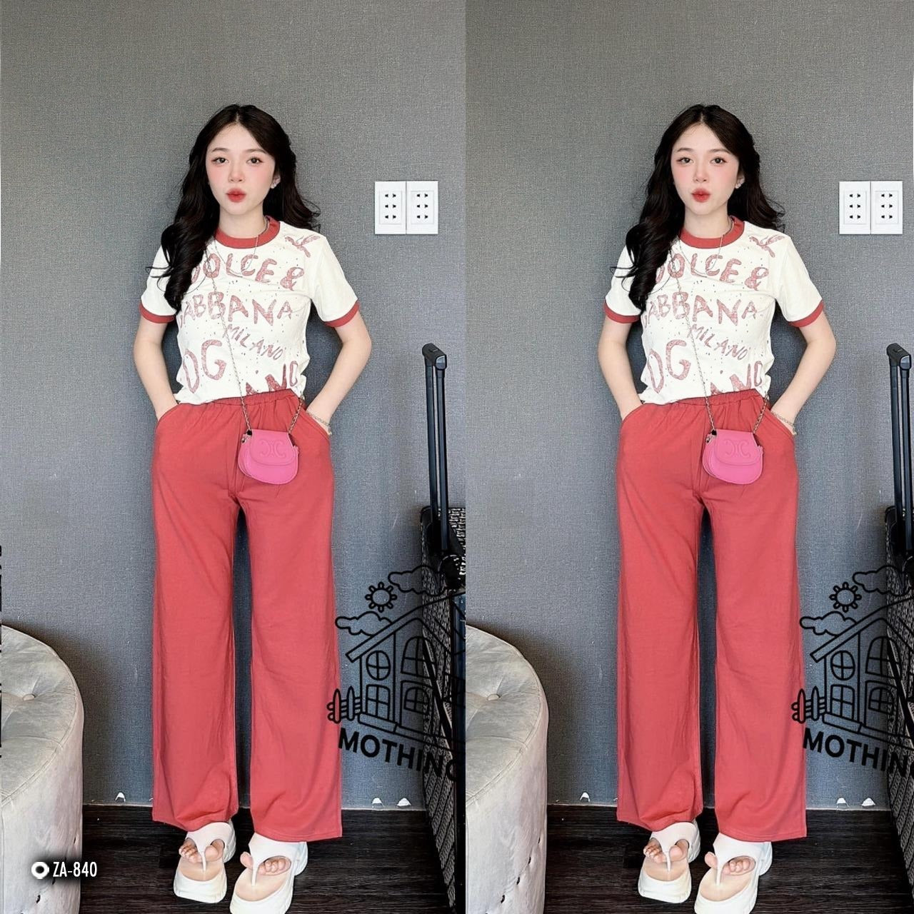 Latest Summer Printed Fashion Short Sleeve T-shirt & Pants for Women