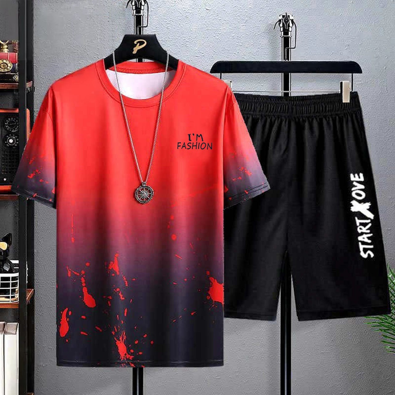 Color Splash Short Sleeve T-Shirt & Shorts for Women