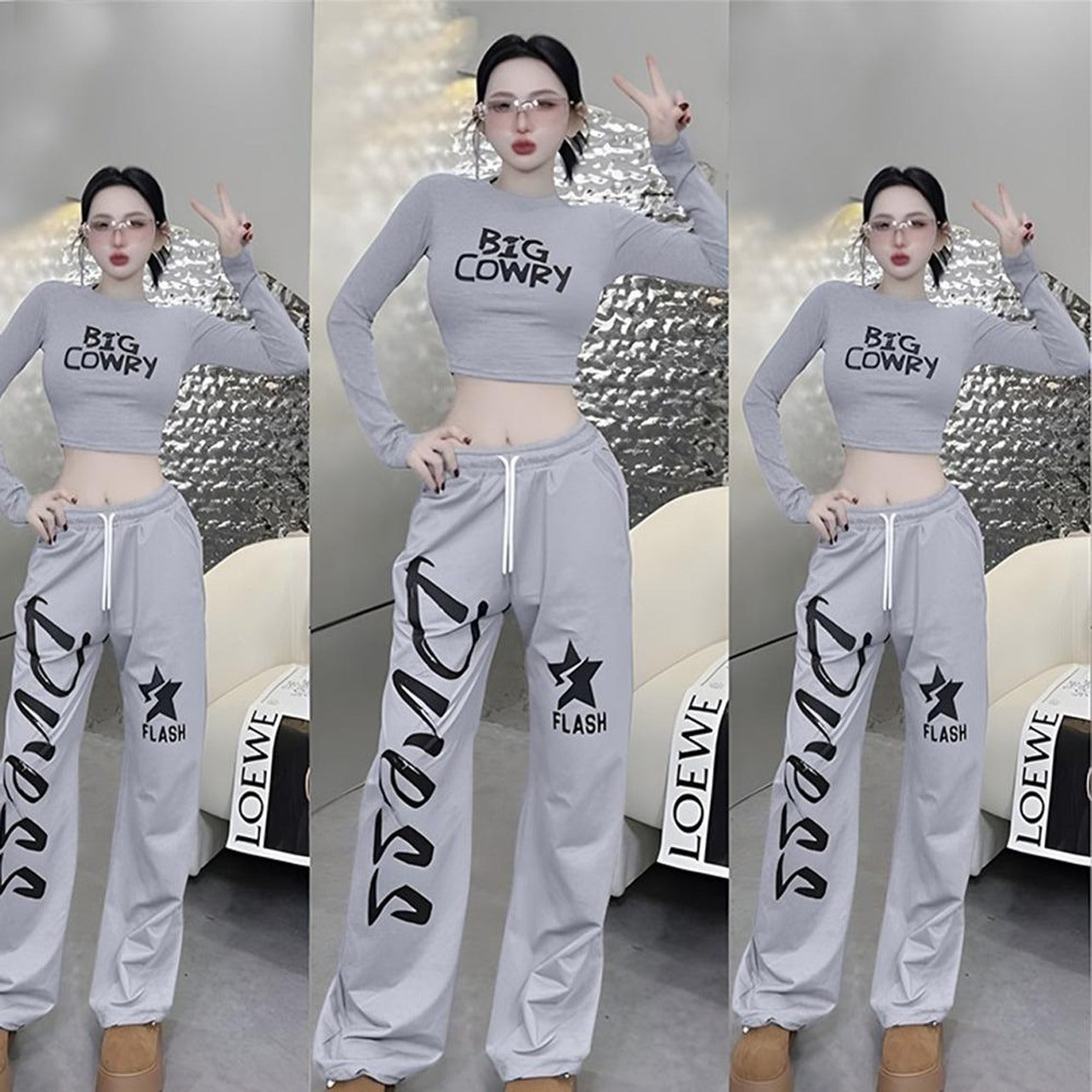 Hip Hop Fashion Printed Dance Costume Top & Pants for Women