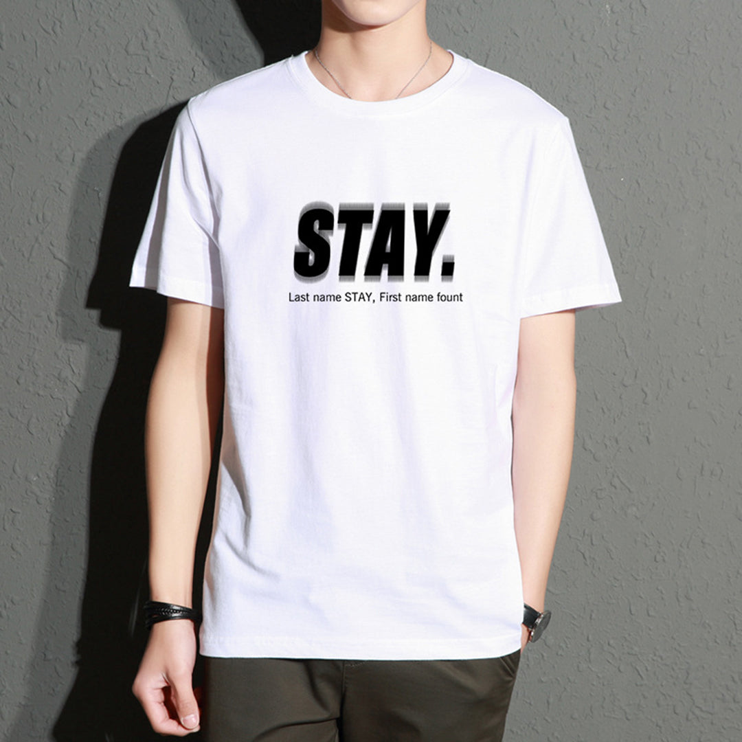 Stay Text Printed Regular Fit Casual Comfortable Short Sleeve T-Shirt for Women