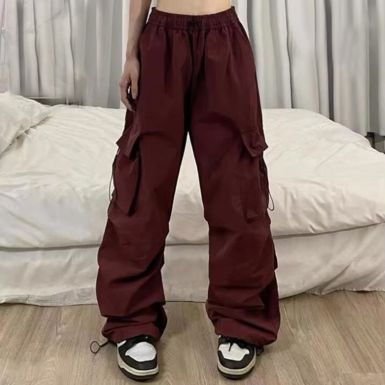 Solid Color Loose Fit Cargo Pant for Women