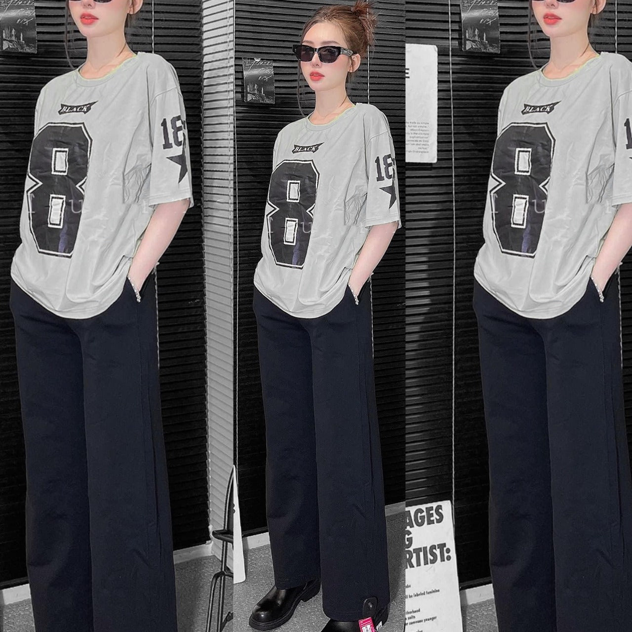 Printed Fashion Short Sleeve Loose Fit T-shirt & Pant for Women