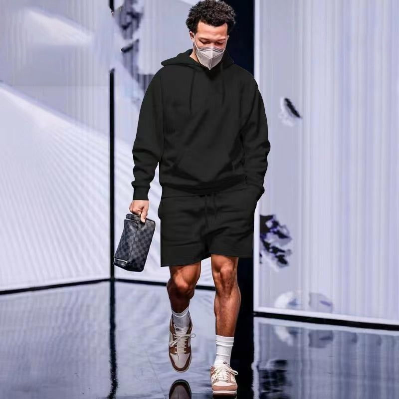 Solid Color Fashion Hoodies & Shorts for Men
