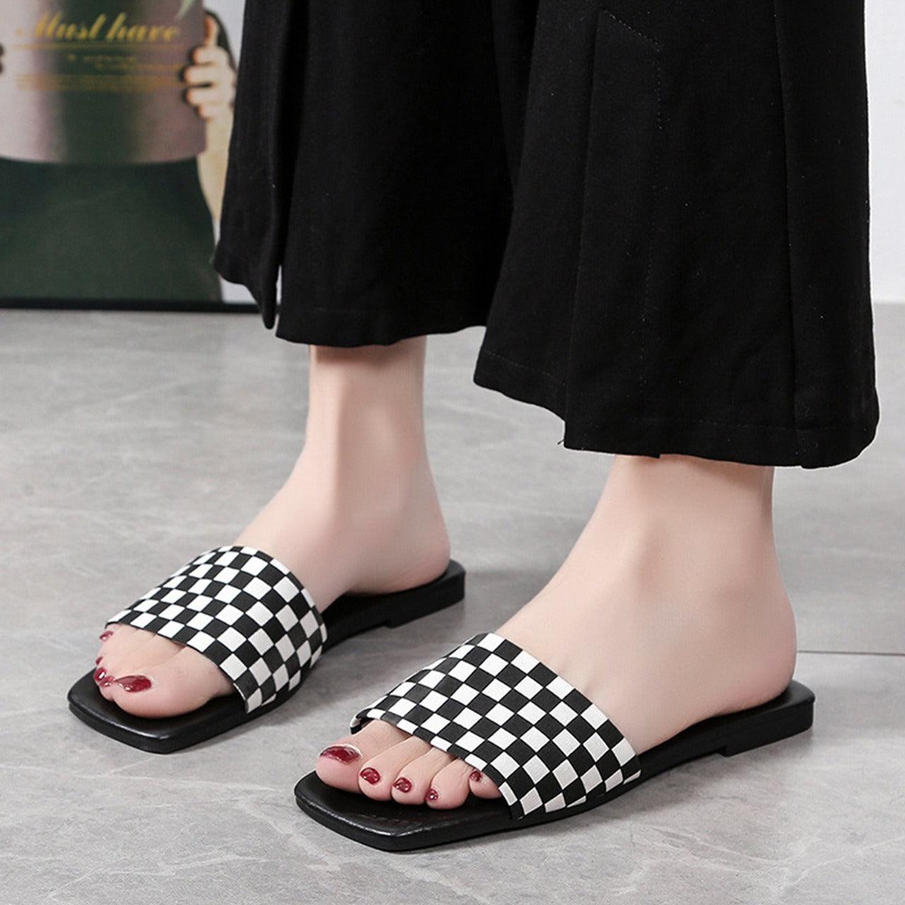 Latest-Slip On Flat Printed Sandals for Women