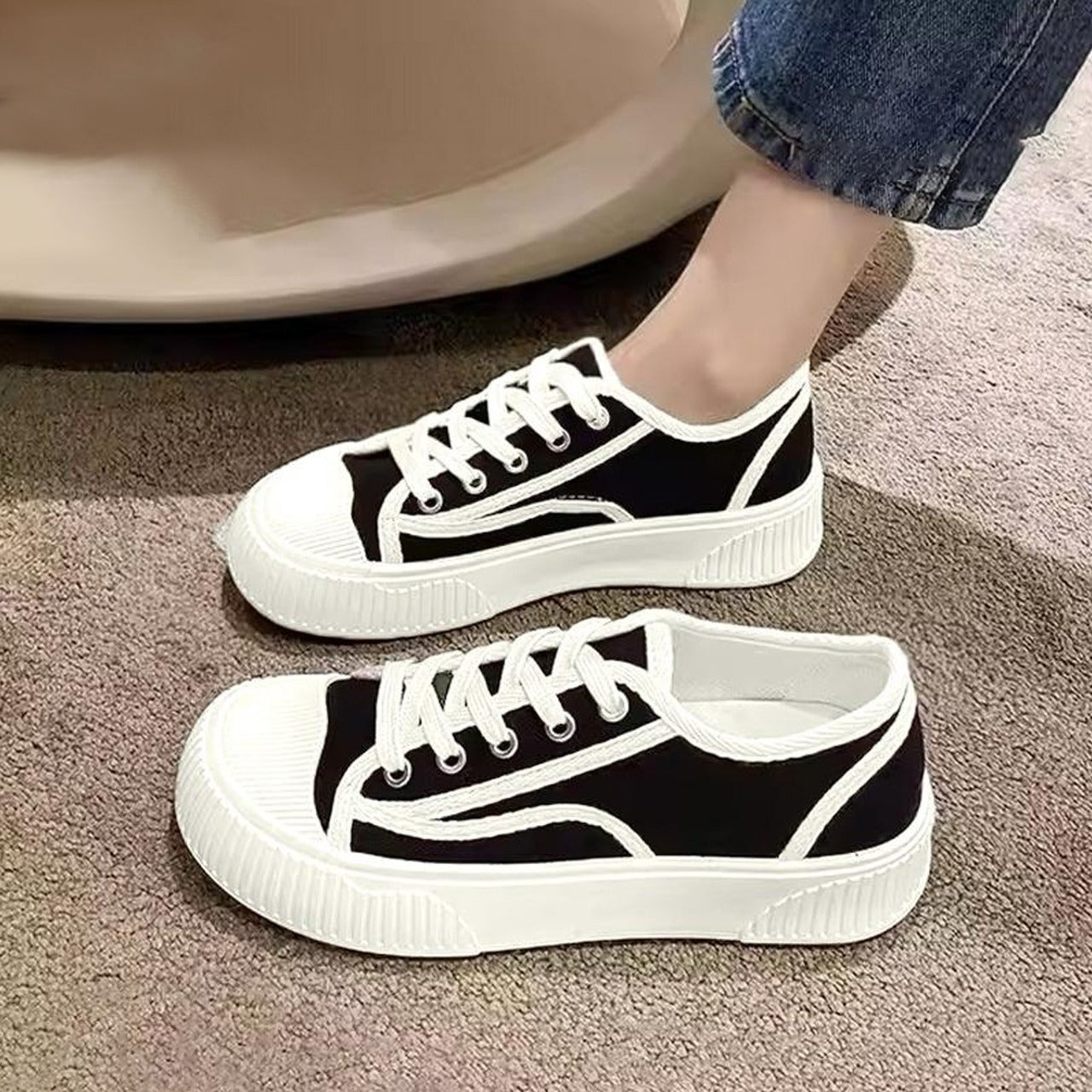 Solid Sporty Thick Sole Casual Sneaker Shoes for Women