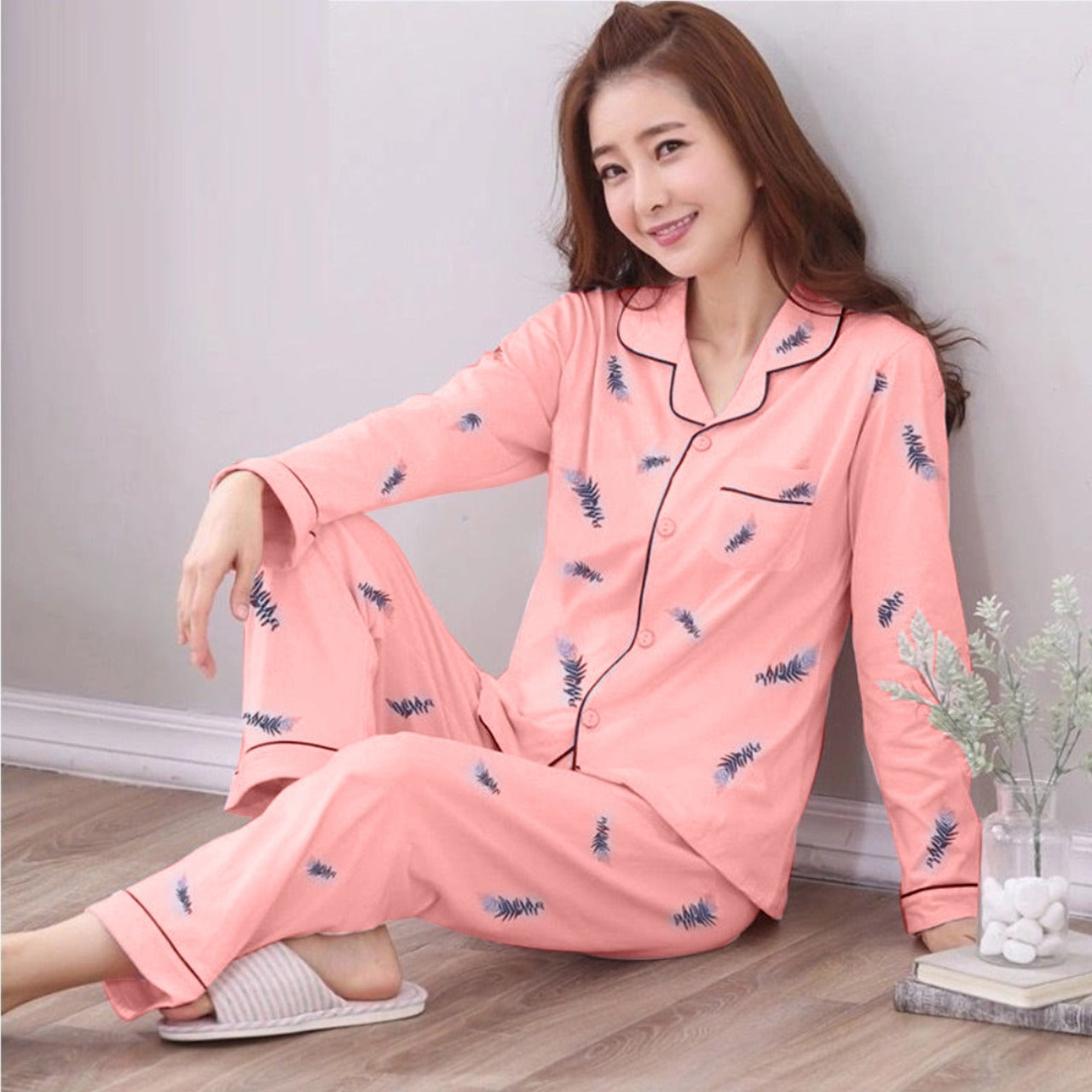 New Solid Designer Pattern Pajamas for Ladies