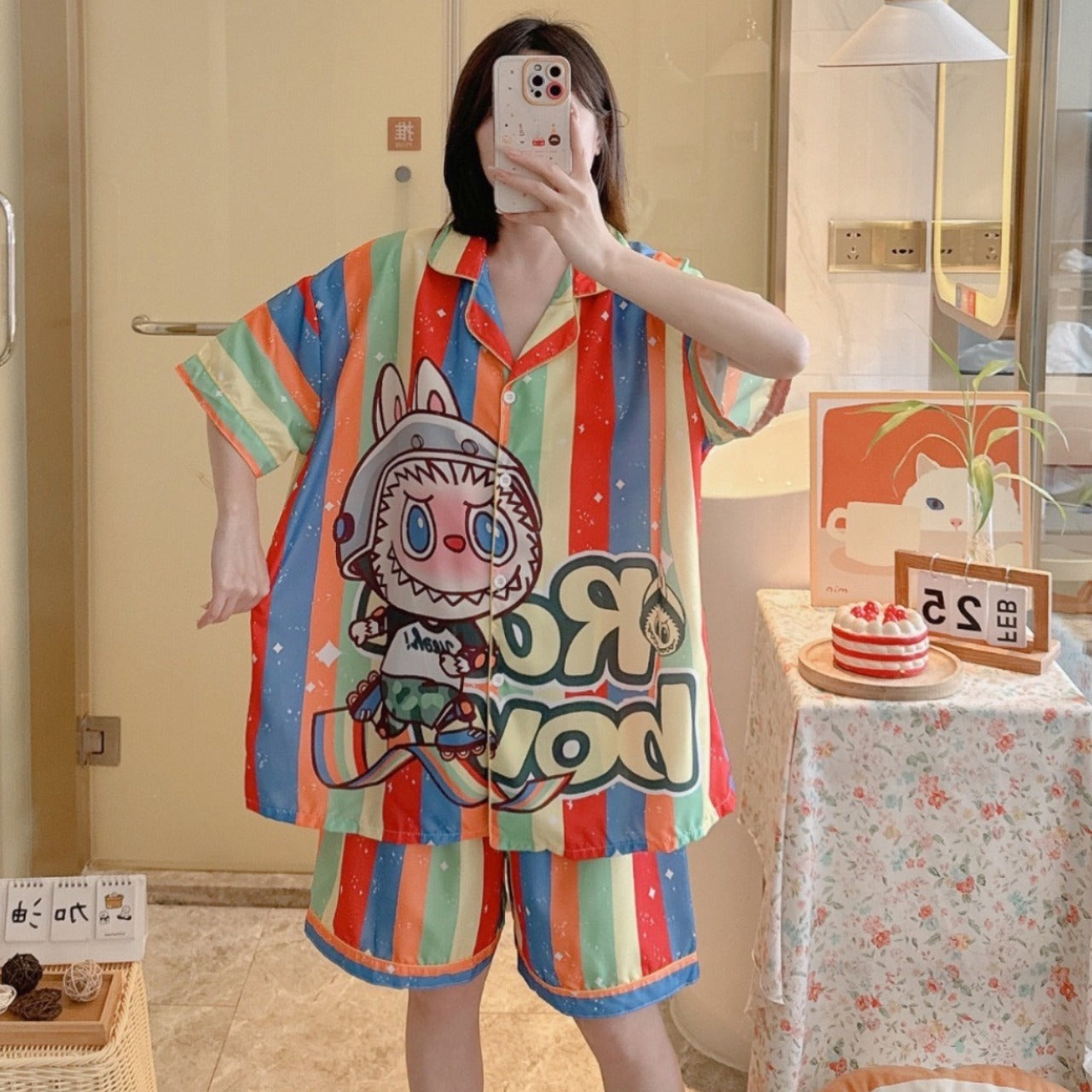 Anime Cartoon Printed Fashion Pajama for Women