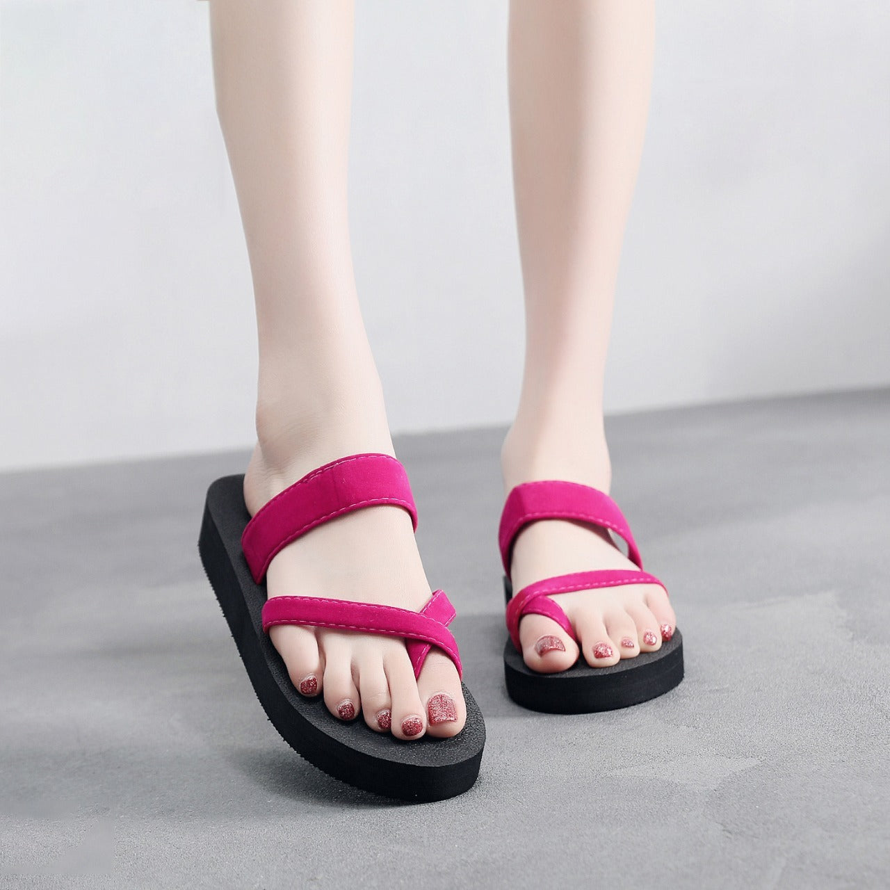 Outdoor Fashion Flat Solid Color Slippers for Women