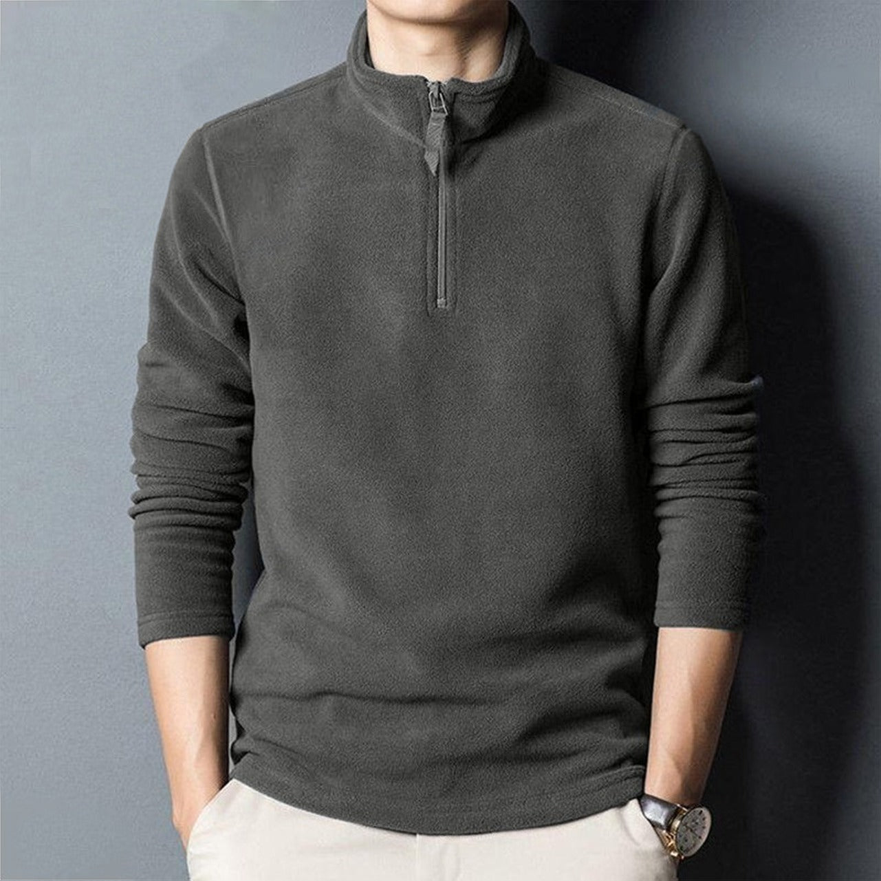 Solid Color Full Sleeve Turtleneck Fashion Pullover for Men