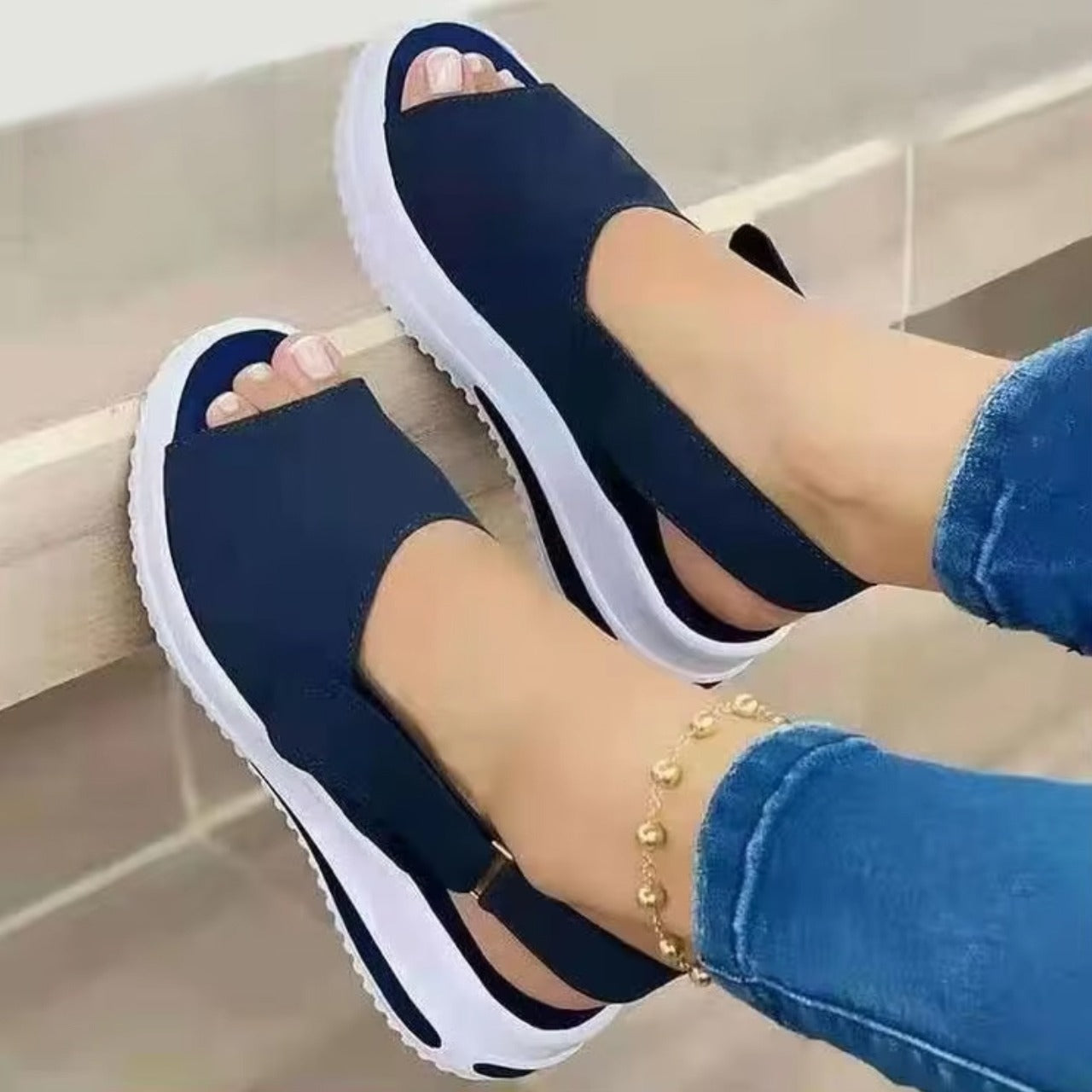 New Platform Slide Toe Open Ankle Strap Sandals for Women