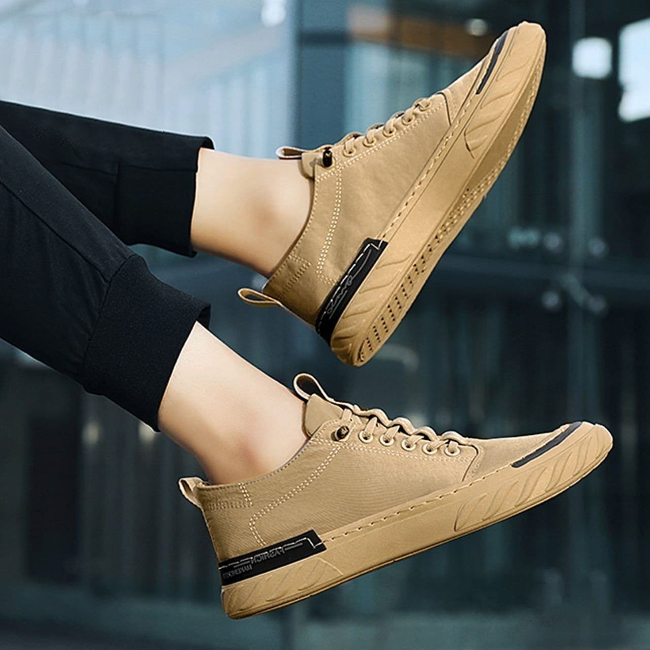 Premium Lace Up Solid Skating Style Casual Shoes for Men