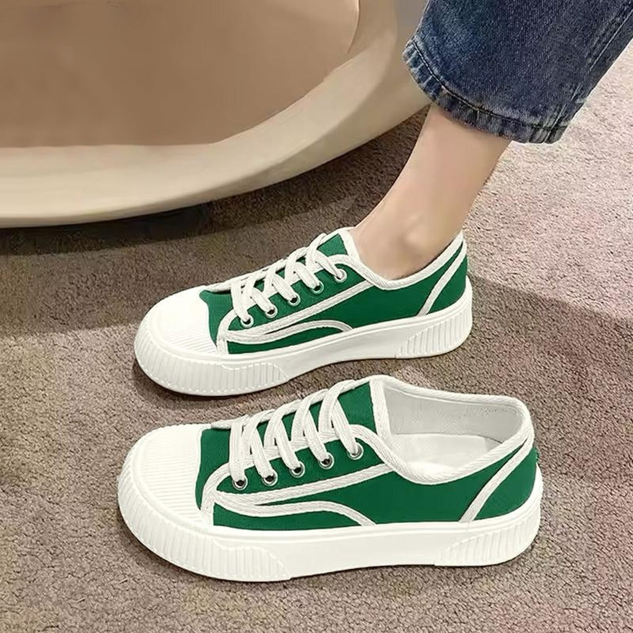 Solid Sporty Thick Sole Casual Sneaker Shoes for Women