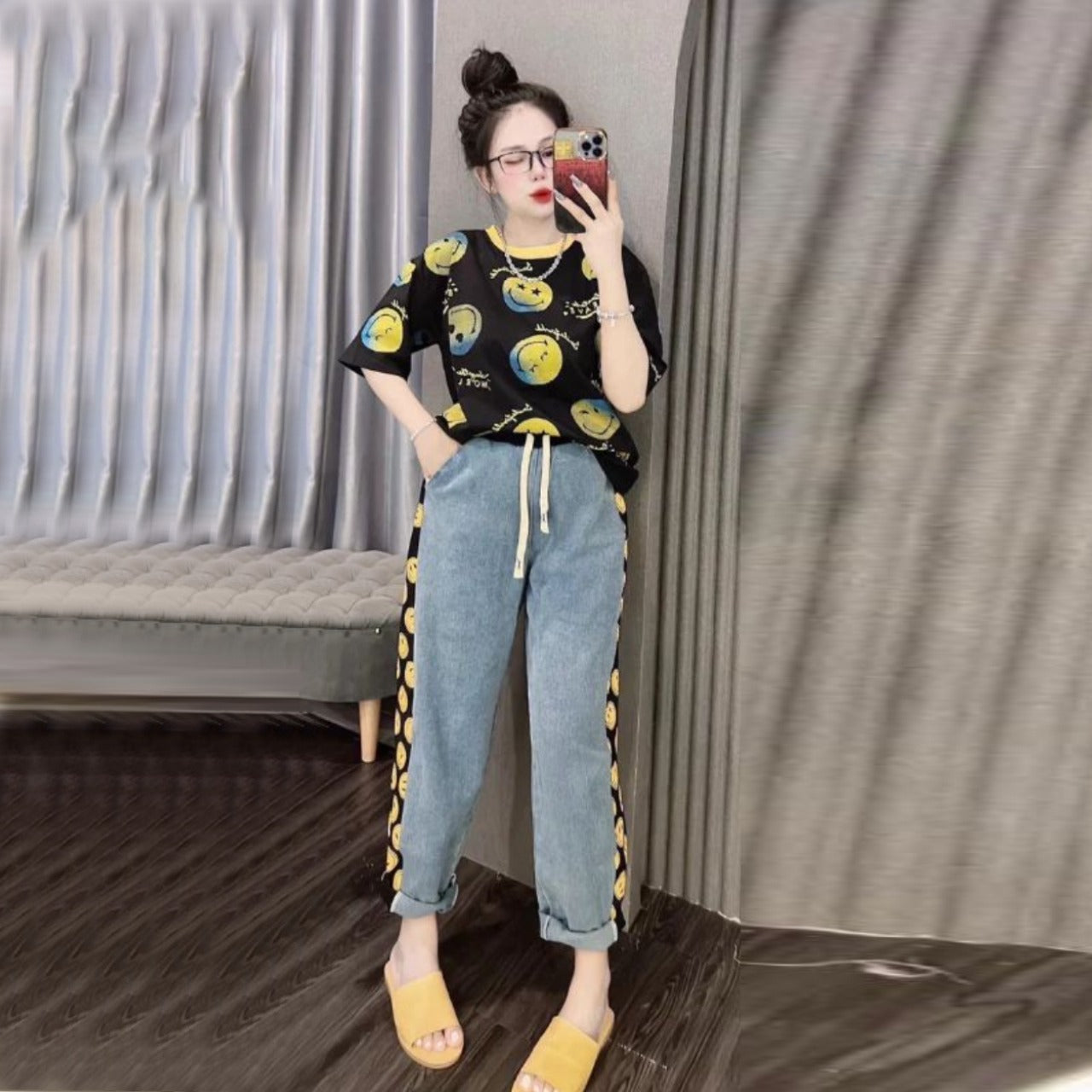 Printed Fashion Short Sleeve Top & Palazzo Pant for Women