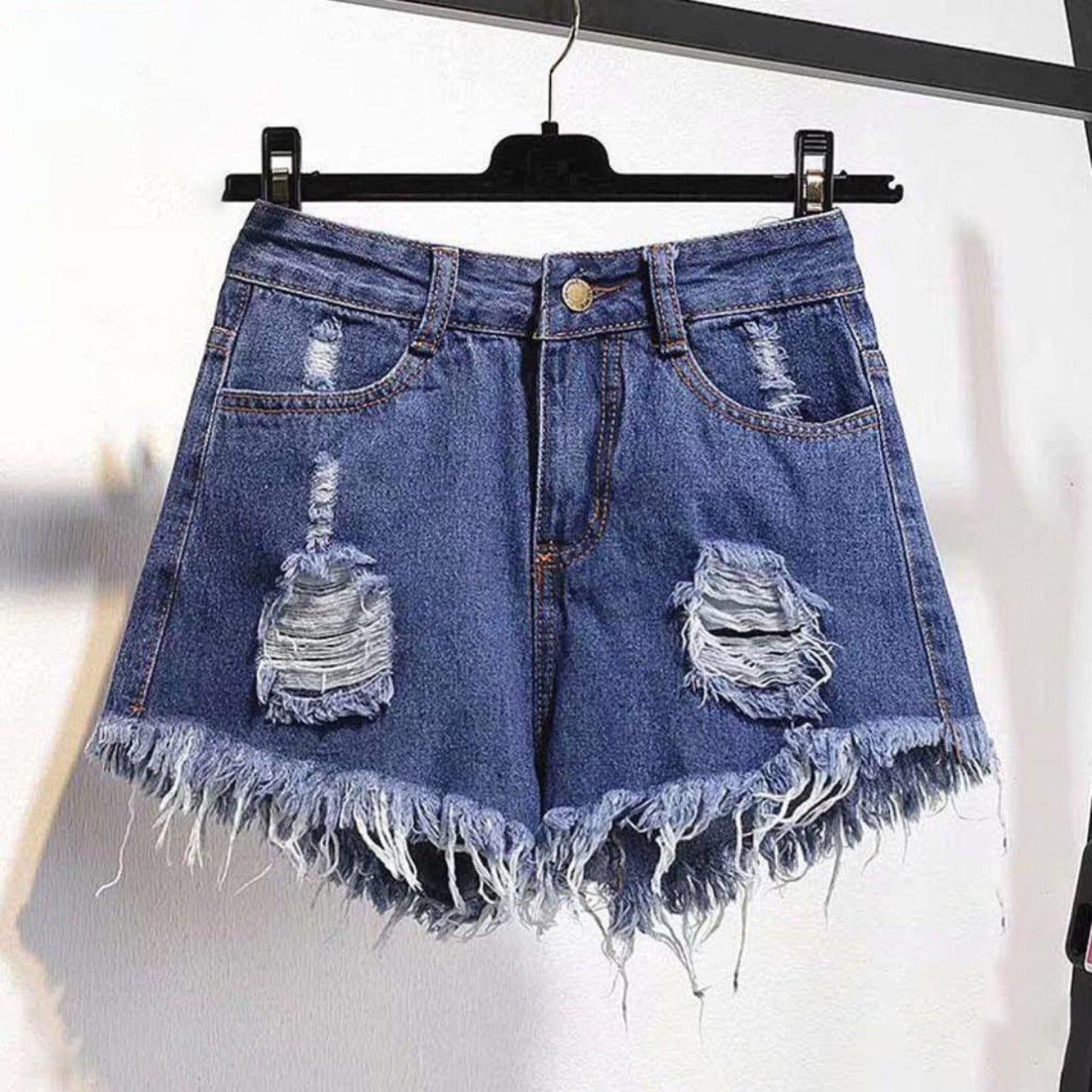 Tassel Denim Fashion Solid Color Shorts for Women