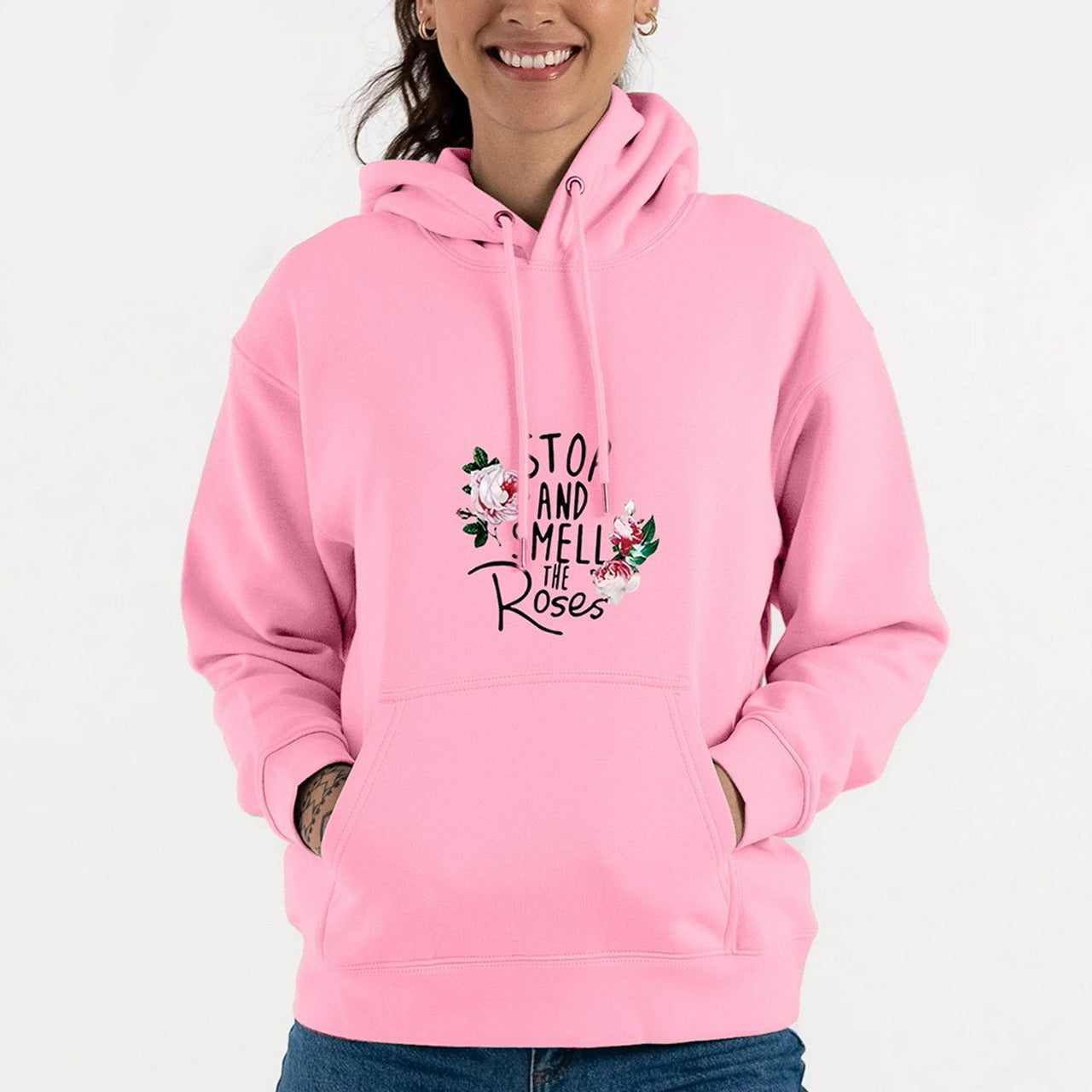 New Rose Printed Fashion Casual Full Sleeve Hoodies for Women