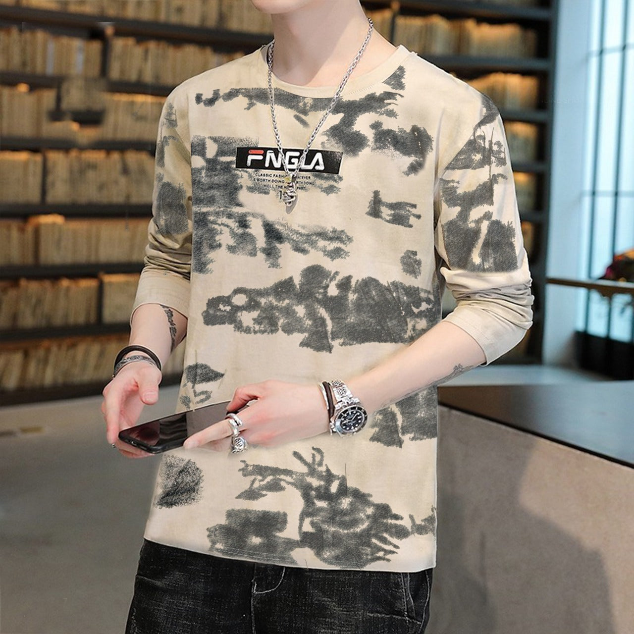 Graphic Printed Style Round Neck T-shirt for Men