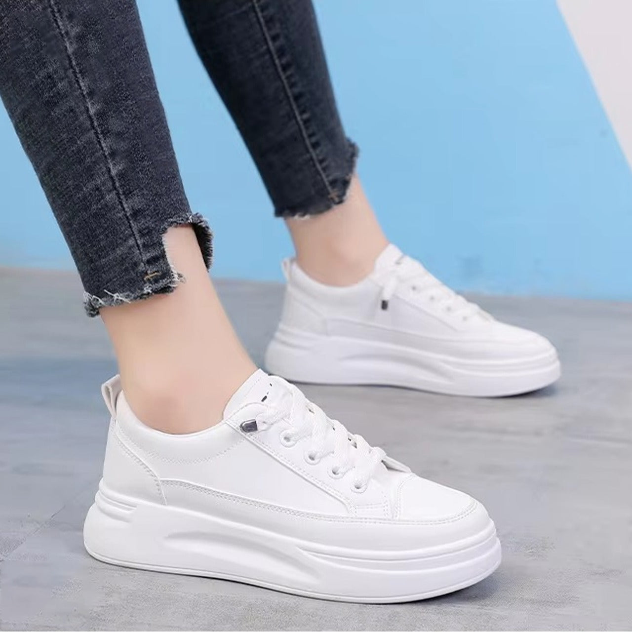 Casual PU Leather Fashion Mesh Ladies Shoes
